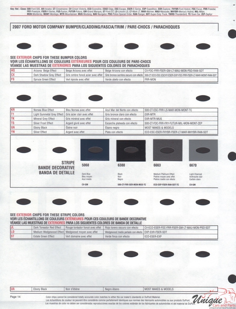 2007 Ford Paint Charts DuPont 6